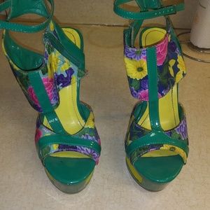 Green floral stilettos